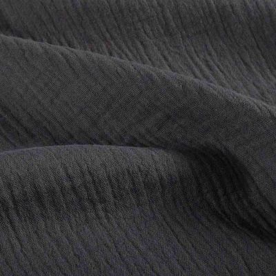 Tissu Double gaze de Coton uni Gris anthracite - Coupon de 3 mètres