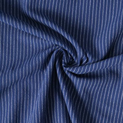 Tissu Polycoton Louis rayures Blanches 3 mm sur fond Bleu marine - Par 10 cm