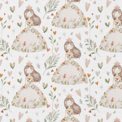 Tissu Popeline de Coton  Niouchka sur fond Blanc - Par 10 cm
