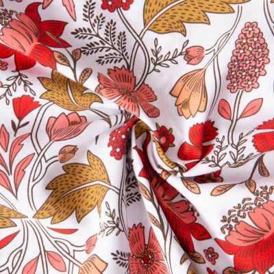 Tissu Coton imprimé Arty Fleuris Lizula sur fond Blanc - Par 10 cm