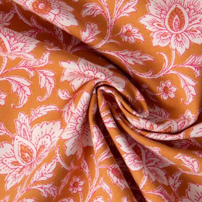 Tissu Coton imprimé Arty Fleuris Shira sur fond Ocre - Par 10 cm