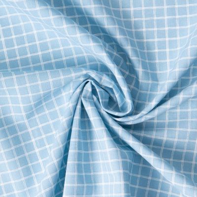 Tissu Coton imprimé Arty Jules quadrillage Blanc sur fond Bleu clair - Par 10 cm