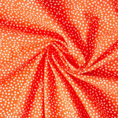 Tissu Coton imprimé Arty Tassin tacheté Blanc sur fond Orange - Par 10 cm