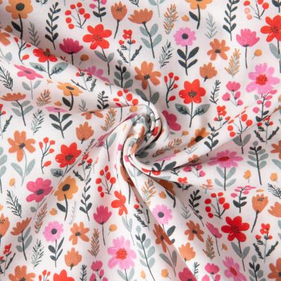 Tissu Coton enduit Maddy petites fleurs Multicolore sur fond Blanc - Par 10 cm