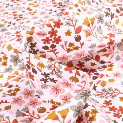 Tissu Coton imprimé Arty Milly tomette sur fond Blanc - Par 10 cm