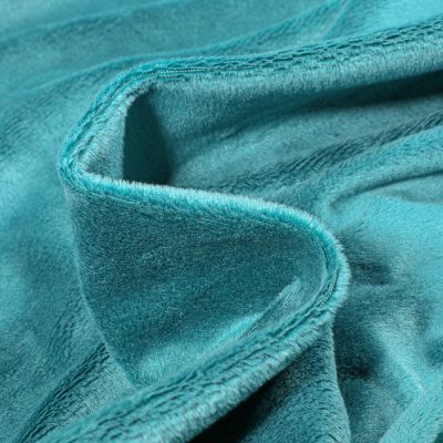 Tissu Minky Ultra doux Ras Bleu paon - Par 10 cm