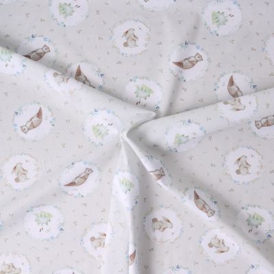 Tissu Coton imprimé Minofaune sur fond Ivoire - Par 10 cm