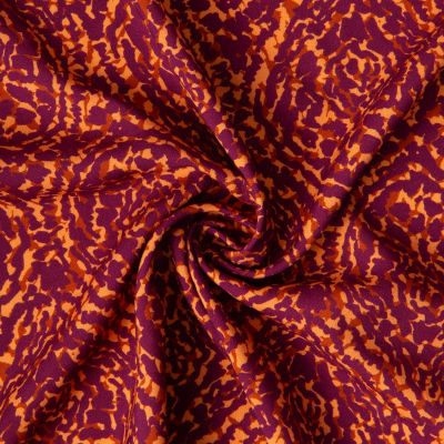 Tissu Viscose imprimé Assa Violet sur fond Marron clair - Par 10 cm