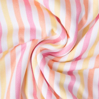 Tissu Eponge Monoface Rayures pastels sur fond Blanc - Par 10 cm