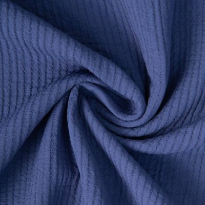 Tissu Coton surpiqué uni Bleu indigo - Par 10 cm