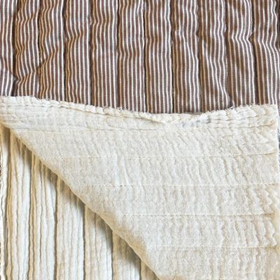 Tissu Matelassé Double gaze réversible Marron - Par 10 cm