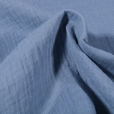 Tissu Double gaze de coton uni Bleu ancien - Par 10 cm
