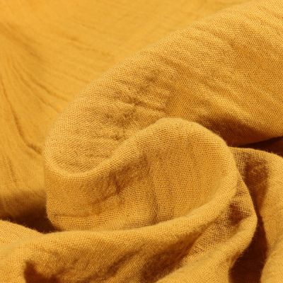 Tissu Double gaze grande largeur uni Jaune moutarde - Par 10 cm