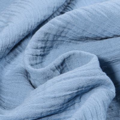 Tissu Double gaze grande largeur uni Bleu denim - Par 10 cm