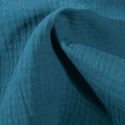 Tissu Double gaze de coton uni Bleu paon - Par 10 cm