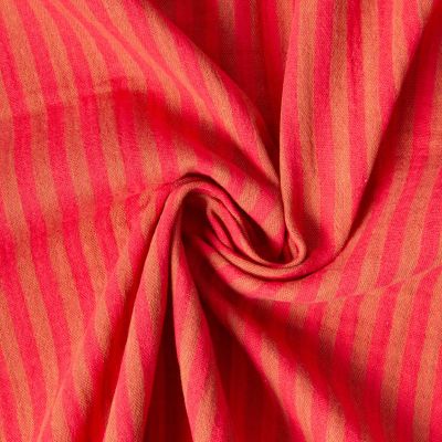 Tissu Double gaze de Coton Réversible Zahia grosses et petites rayures sur fond Grenadine - Par 10 cm