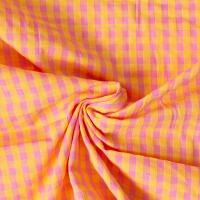 Tissu Coton Seersucker carreaux Vichy Rose bonbon - Par 10 cm