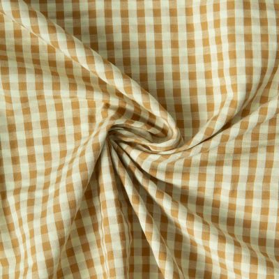 Tissu Coton Seersucker carreaux Vichy Vert anis - Par 10 cm