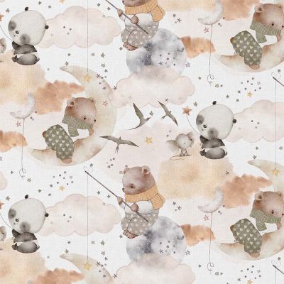 Tissu Coton imprimé digital Arty Emilune sur fond Blanc - Par 10 cm