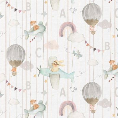 Tissu Coton imprimé digital LittleBird Eolia sur fond Blanc - Par 10 cm