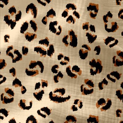 Tissu Double gaze imprimé Fauve Marron sur fond Ecru - Par 10 cm