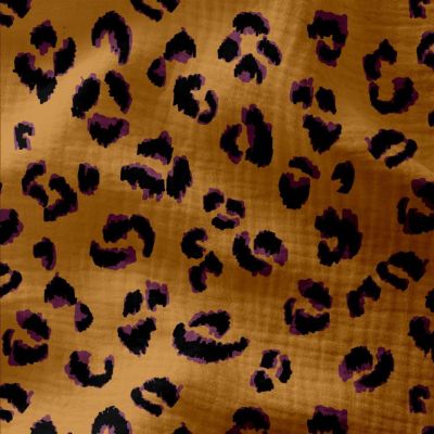 Tissu Double gaze imprimé Fauve violet sur fond Marron - Par 10 cm