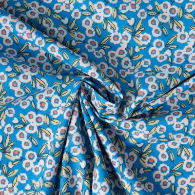 Tissu Coton imprimé Arty Fleur Fitz sur fond Bleu - Par 10 cm