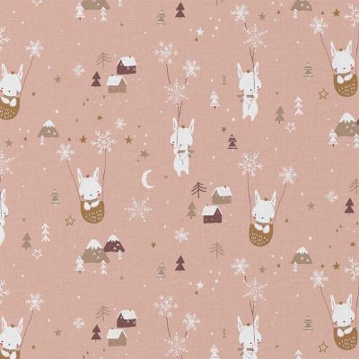 Tissu Coton imprimé Arty Flopin lapin sur fond Rose - Par 10 cm