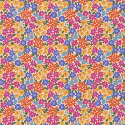Tissu Coton imprimé Arty Gladys fleuris sur fond Rose saumon - Par 10 cm