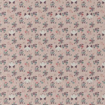 Tissu Jersey Coton Goops fleuris sur fond Rose pâle - Par 10 cm
