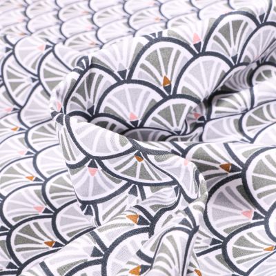Tissu Coton imprimé Arty Jacinthe sur fond Gris - Par 10 cm