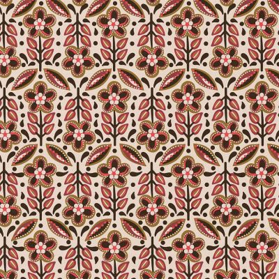 Tissu Coton imprimé Arty Jaklyn floral sur fond Ecru - Par 10 cm