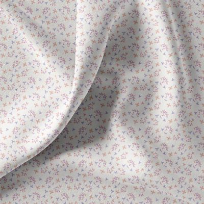 Tissu Jersey Coton Jefina fleuris sur fond Blanc cassé - Par 10 cm