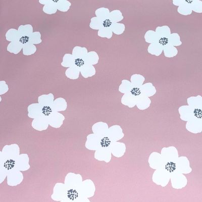 Tissu Imperméable déperlant Jexy Fleur sur fond Rose - Par 10 cm