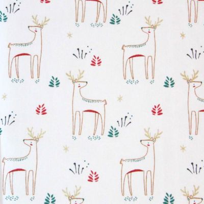 Tissu Coton imprimé Arty Kajsa doré et rouge sur fond Blanc - Par 10 cm