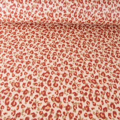 Tissu Coton enduit Léopard sur fond Beige - Par 10 cm