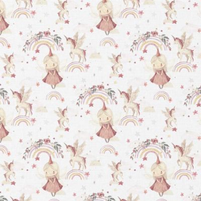 Tissu Coton imprimé digital LittleBird Linette sur fond Blanc - Par 10 cm