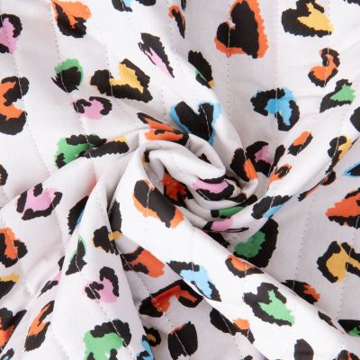 Tissu Coton Matelassé réversible Love cours multicolore sur fond Blanc - Par 10 cm