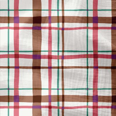 Tissu Double gaze Lucien carreaux sur fond Blanc - Par 10 cm