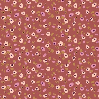 Tissu Popeline de Coton Lyad sur fond Brique - Par 10 cm