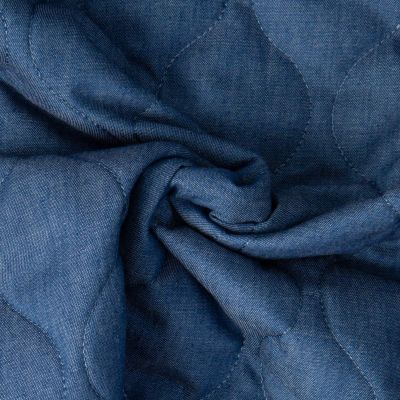 Tissu Chambray Coton Matelassé Wave Bleu denim - Par 10 cm