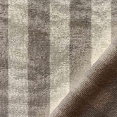 Tissu Micro Eponge Bambou à rayures Ecru et Galet - Par 10 cm