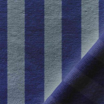 Tissu Micro Eponge Bambou à rayures Baltique et Indigo - Par 10 cm