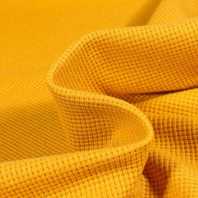 Tissu Jersey Nid d&#039;abeille uni Moutarde - Par 10 cm