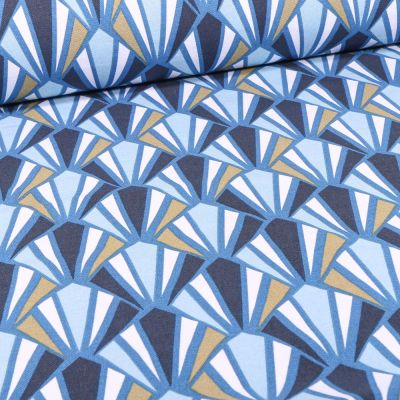 Tissu Toile de Coton Payaz sur fond Bleu - Par 10 cm
