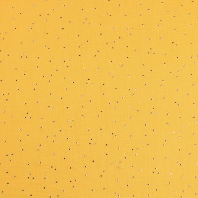 Tissu Double gaze Baya Pois dorés sur fond Moutarde - Par 10 cm