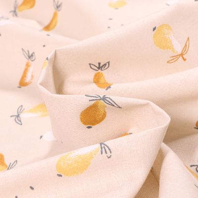 Tissu Coton imprimé Arty Poire sur fond Beige - Par 10 cm