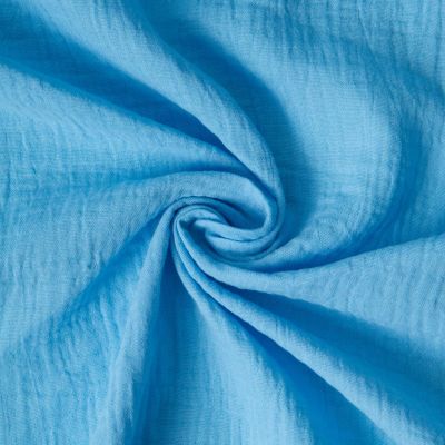 Tissu Double gaze de Coton uni Bleu azur - Par 10 cm