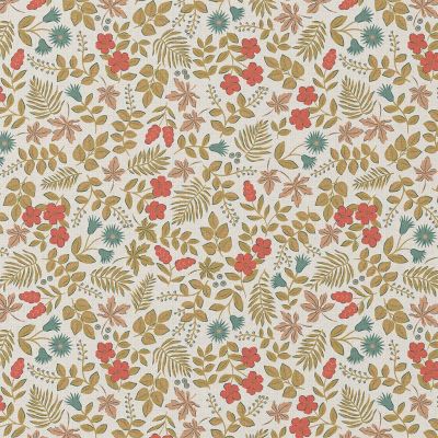 Tissu Coton imprimé Arty Sho fleuris sur fond Blanc cassé - Par 10 cm