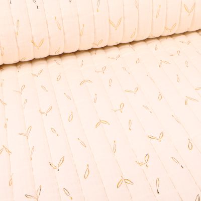 Tissu Double gaze Matelassée Hope métallisé sur fond Ecru - Par 10 cm
